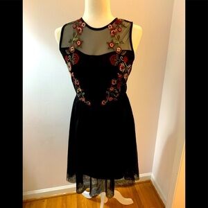 Xhilaration black floral dress, size M